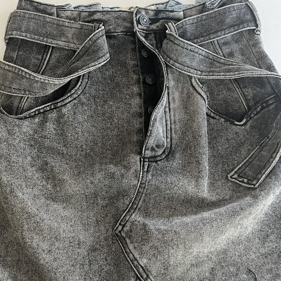 Free People Mini Skirt Women's Size US 27 (4) East Of Eden Denim Washed Black - Picture 3 of 8